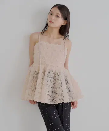 로즈 튤 페플럼 블라우스