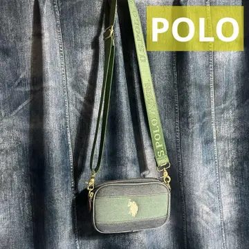 POLO 숄더백 데님 그린 자수 찢김 있음