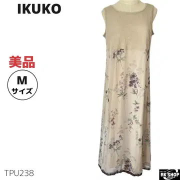 IKUKO 이쿠코 롱 원피스 슬리브리스 꽃무늬 이소재 M