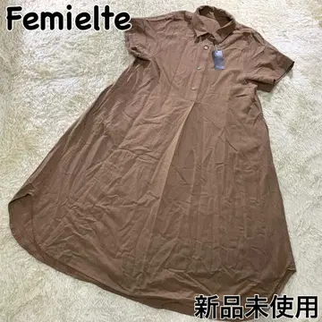 미사용 새상품 쿨카레앙 페미시테 린넨 셔츠 원피스 브라운 40
