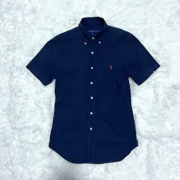 새상품급 RALPH LAUREN 네이비 버튼 다운 반팔 셔츠 폴로 자수