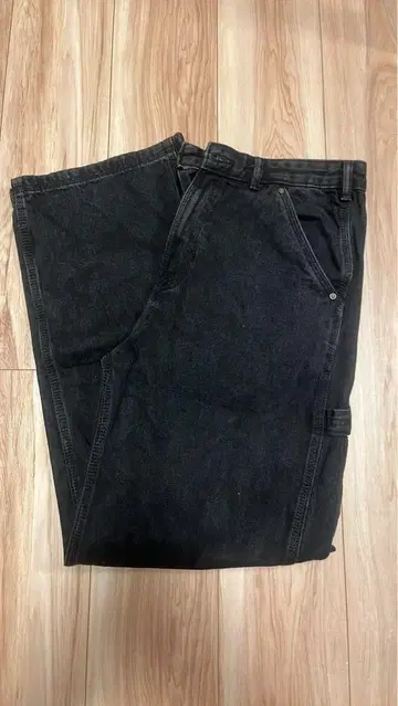 자라 블랙 워크 팬츠 배기 데님