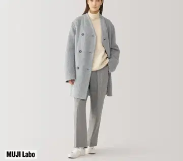 새상품 무인양품 labo 캐시미어 혼방 노카라 코트