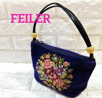 페이러 FEILER 보라색 퍼플 꽃무늬 자수 핸드백 미니 백