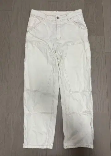 ZARA 더블니 데님 페인터 팬츠 화이트 화이트 W34