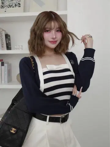 Darich 다리치 레이어드 보더 니트 앙상블