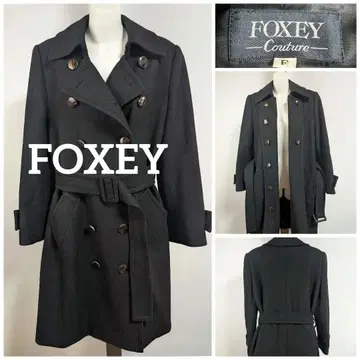 FOXEY 폭시 울 더블 브레스트 코트 블랙