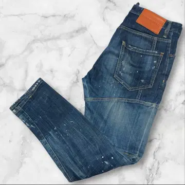 디스퀘어드 데님 로고 모티브 데미지 가공 하의 사이즈 44