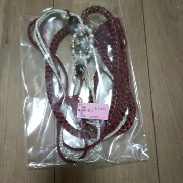 빨간색과 은색 비즈 장식 잡화 오비지메