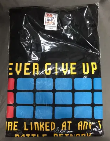 CROSS STITCH 티셔츠 NEVER GIVE UP! 블랙 L