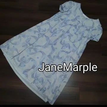 JaneMarple 리본 무늬 원피스 랩핑 리본 파랑 리본