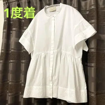 컨디션 최상! 유나이티드 애로우즈 타프타 스티치 페플럼 블라우스 화이트