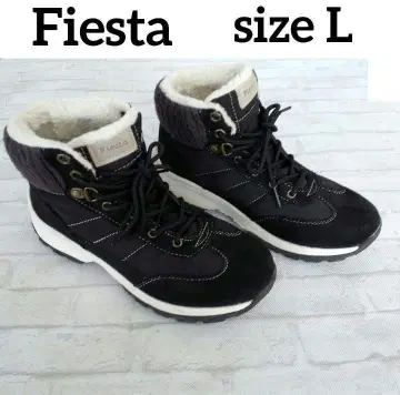 Fiesta 하이컷 부츠 스노우 부츠 스웨이드 퀼팅 블랙 L