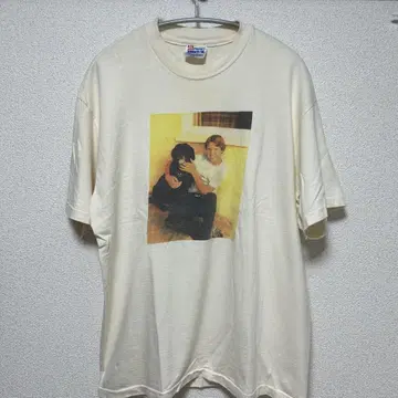 90년대 Hanes 누구야 T셔츠 L 크림색
