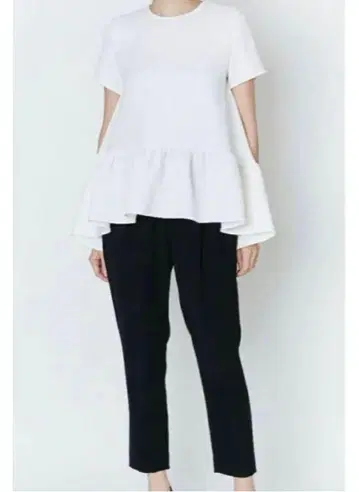 YOKO CHAN 요코짱 하프 슬리브 헴 개더 블라우스
