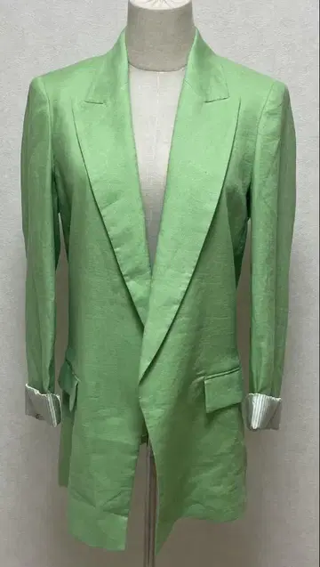 ZARA 자라 린넨 블레이저 컬러 자켓 그린 여성용 S