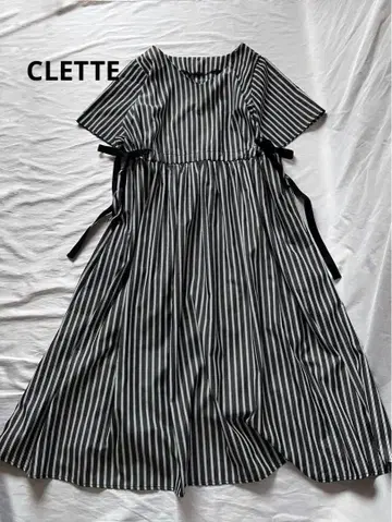 빅 사이즈 CLETTE 사이드 리본 스트라이프 원피스 3L 쿠레트