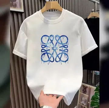 유니섹스 파란색 그래픽 프린트 티셔츠