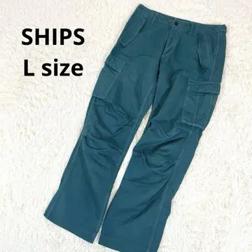 쉽스 SHIPS 카고 팬츠 마 면 린넨 코튼 L 사이즈 그린