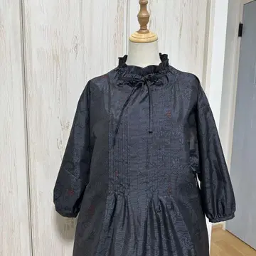 기모노 리메이크 오시마 명주에서 핀턱의 칼라 개더 튜닉 (LL)