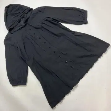 핑크하우스 흑먹색 후드 튜닉 블라우스