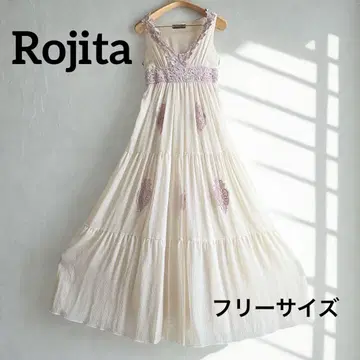 Rojita 로지타 자수 롱 원피스 포멀 아이보리 보라색