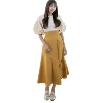 clear 하이 웨스트 절개 플레어 스커트