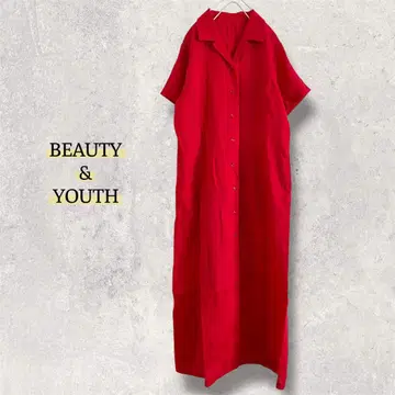 BEAUTY&YOUTH UNITED ARROWS 린넨 롱 원피스 빨간색