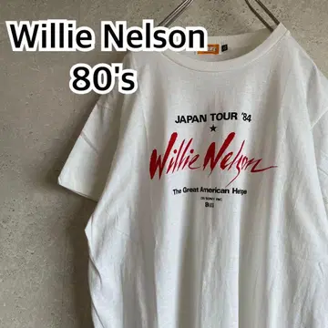 초레어 80s 윌리 넬슨 1984 일본 공연 투어 티셔츠 밴딩 t