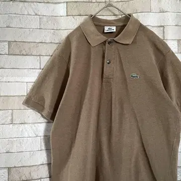 LACOSTE 라코스테 피케 셔츠 반팔 자수 브라운