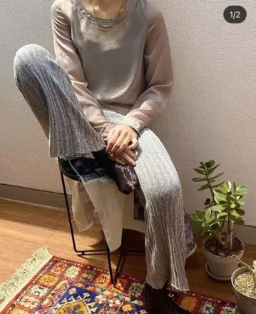 Leinwande Sheer Stripe Knit Trousers 블루
