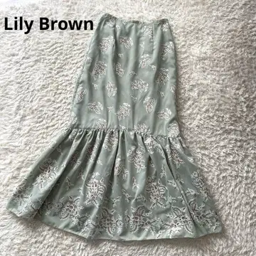 [새상품급] Lily Brown 플라워 자수 롱 스커트 민트 그린