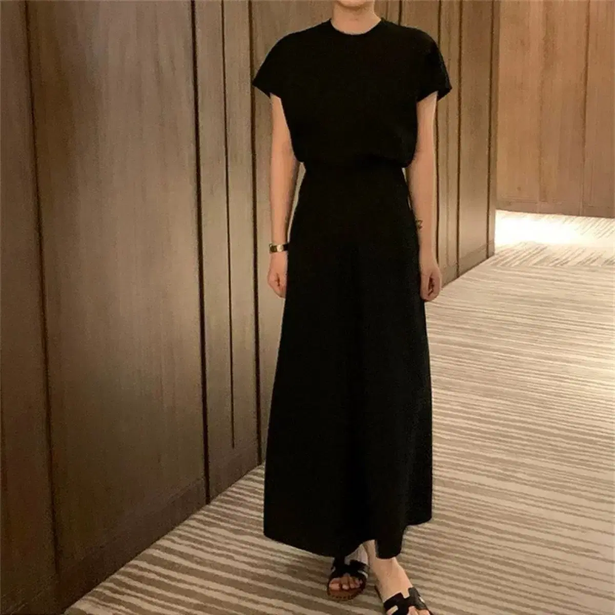 ワンピース Soa Mini Onepiece Black THOUSAND MILE】SHORT SLEEVE DRAWCORD OP/ショートスリーブ
