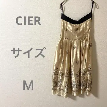 CIER 시엘 슬리브리스 무릎 기장 원피스 베이지 파티 화려함