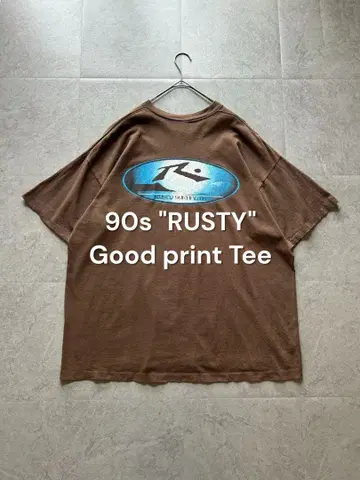 90s RUSTY 티셔츠 싱글 스티치 Y2K 스트릿 서핑