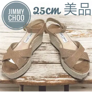 지미추 웨지솔 린넨 샌들 25cm 새상품급/Jimmy Choo