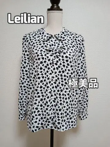 컨디션 최상 레리안 미니 꽃무늬 블라우스 리본 보타이풍 싸개 버튼 M~L