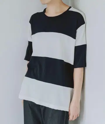 마티 앤 선즈 레샵 별주 보더 티셔츠 네이비 화이트