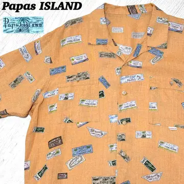 Papas ISLAND 파파스 아일랜드 알로하 셔츠 린넨 L 오렌지