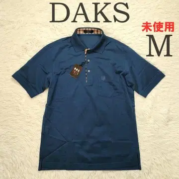 미사용 DAKS 닥스 반팔 피케 셔츠 M 남성용 네이비 택 포함