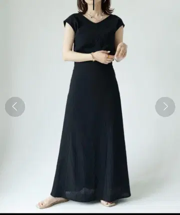DISCOAT 린넨 혼방 2WAY 백 리본 머메이드 원피스 블랙