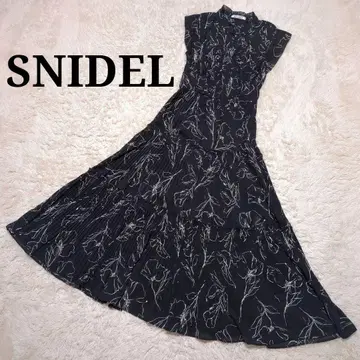 새상품급! SNIDEL 티어드 플리츠 롱 원피스 블랙 S