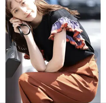 Ray BEAMS 라인 프릴 슬리브 셔츠