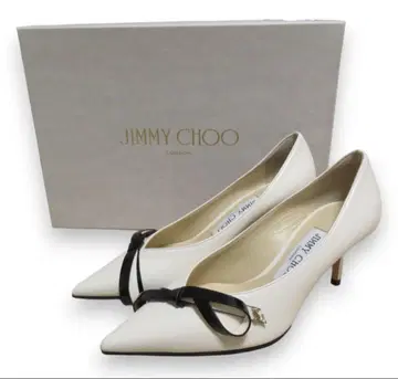 JIMMY CHOO 화이트 스틸레토 펌프스, 바이컬러 35