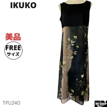 새상품급 IKUKO 이쿠코 롱 원피스 울 꽃무늬 이소재 블랙