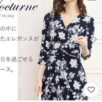 플라워 프린트 긴팔 원피스 xIt 네이비
