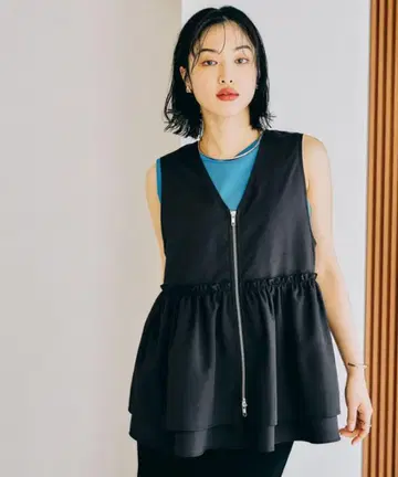 LEPSIM 개더 W ZIP 베스트 프리 사이즈