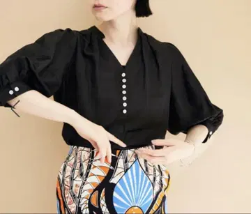 가격 인하! [22SS] ADAM ET ROPE 벌룬 숏 슬리브 블라우스
