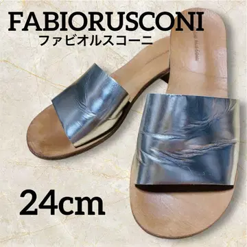 파비올루스콘니 FABIORUSCONI 가죽 실버 샌들 24cm