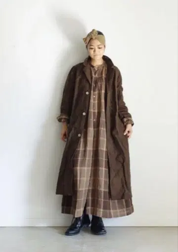 ICHI antiquites 이치 앤티크 린넨 체크 원피스